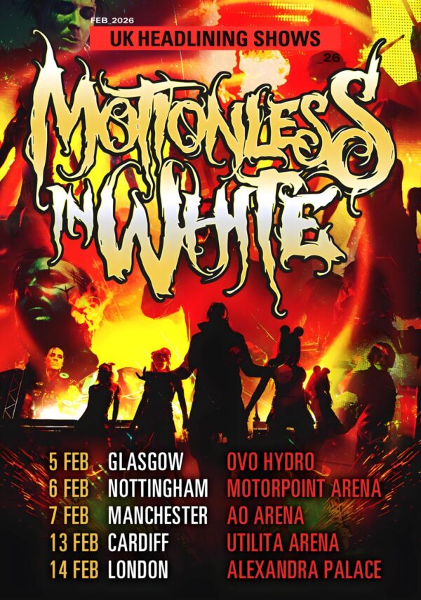 MOTIONLESS IN WHITE Live February 2026 UK Arena Tour Poster