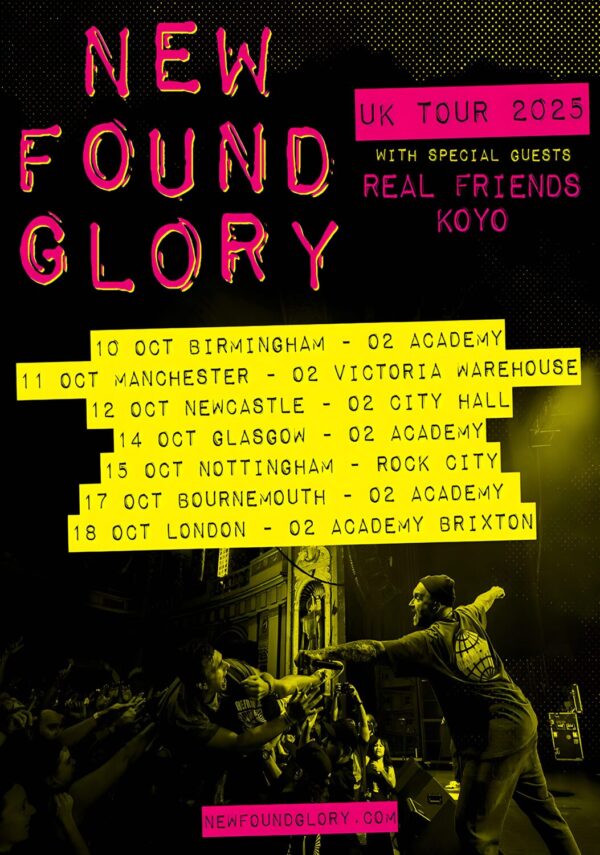NEW FOUND GLORY 100% 2025 UK Tour Poster