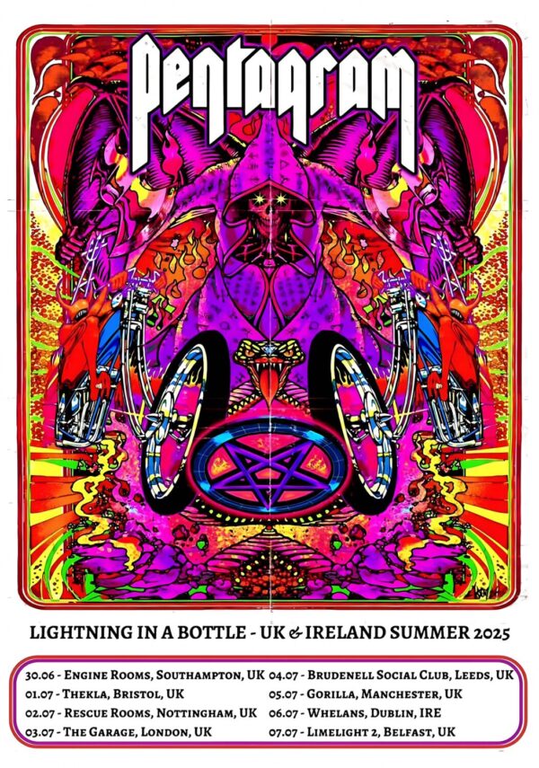 PENTAGRAM Lightning In A Bottle 2025 UK & Ireland Tour Poster