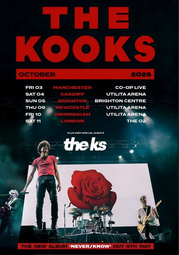 THE KOOKS Never/Know 2025 UK October Tour Poster