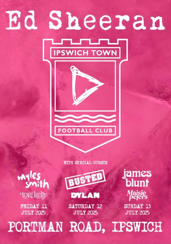 ED SHEERAN +–=÷× Play 2025 Tour: IPSWICH Portman Road Poster Print