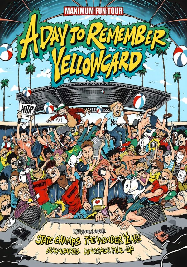 A DAY TO REMEMBER - YELLOWCARD Maximum Fun 2025 North America Tour Poster