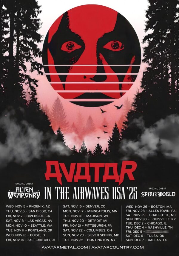 AVATAR (band) In The Airwaves USA 2025 North America Tour Poster