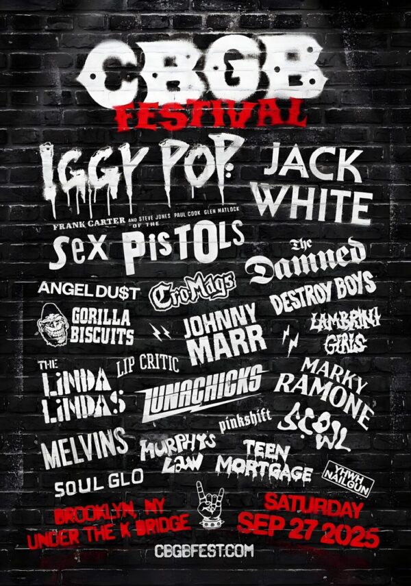 CGBG FESTIVAL 2025 Iggy Pop - Jack White - Sex Pistols Line Up Tour Poster
