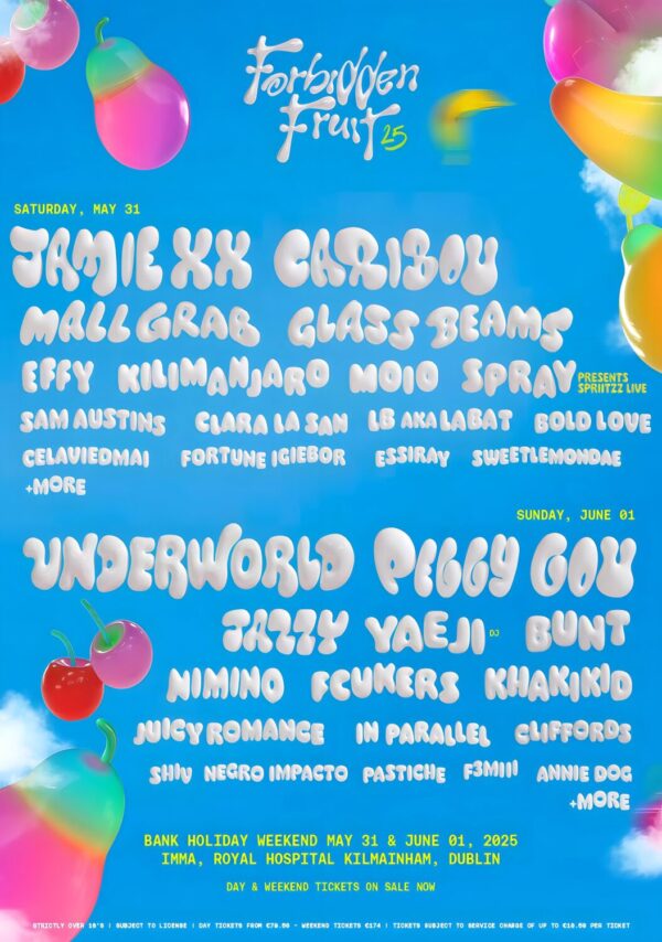 FORBIDDEN FRUIT FESTIVAL 2025 Jamie XX - Underworld - Peggy Gou Line Up Tour Poster