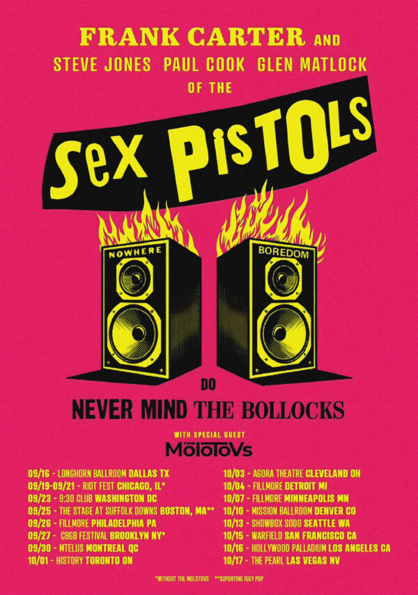 FRANK CARTER & SEX PISTOLS Nevermind The Bollocks 2025 North America Tour Poster