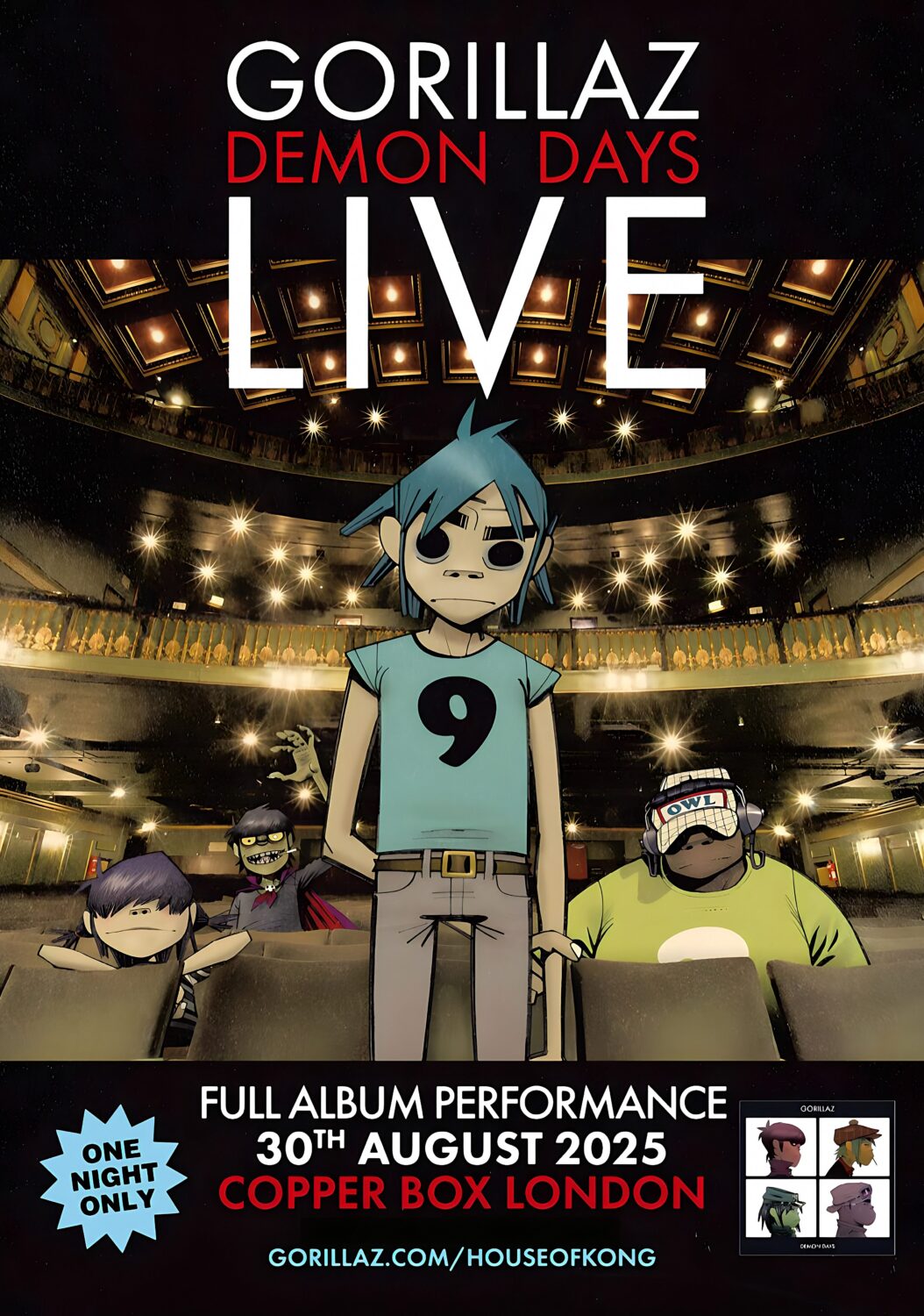GORILLAZ Live 2025 Demon Days: LONDON Copper Box Poster