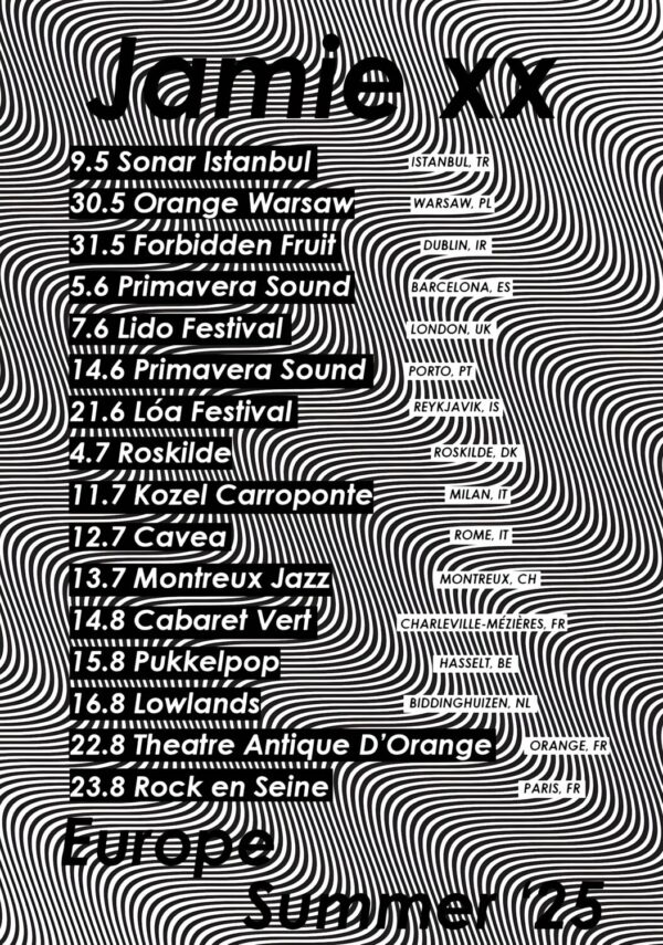 JAMIE XX In Waves 2025 UK & European Tour Poster