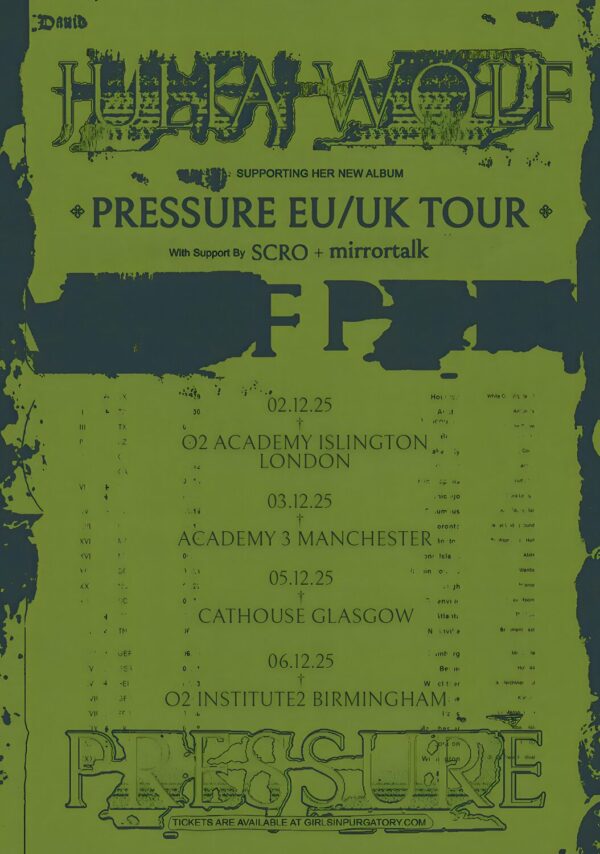 JULIA WOLF Pressure 2025 UK Tour Poster