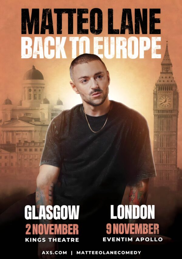 MATTEO LANE Back To Europe Comedy Stand Up Comedian Tour Poster