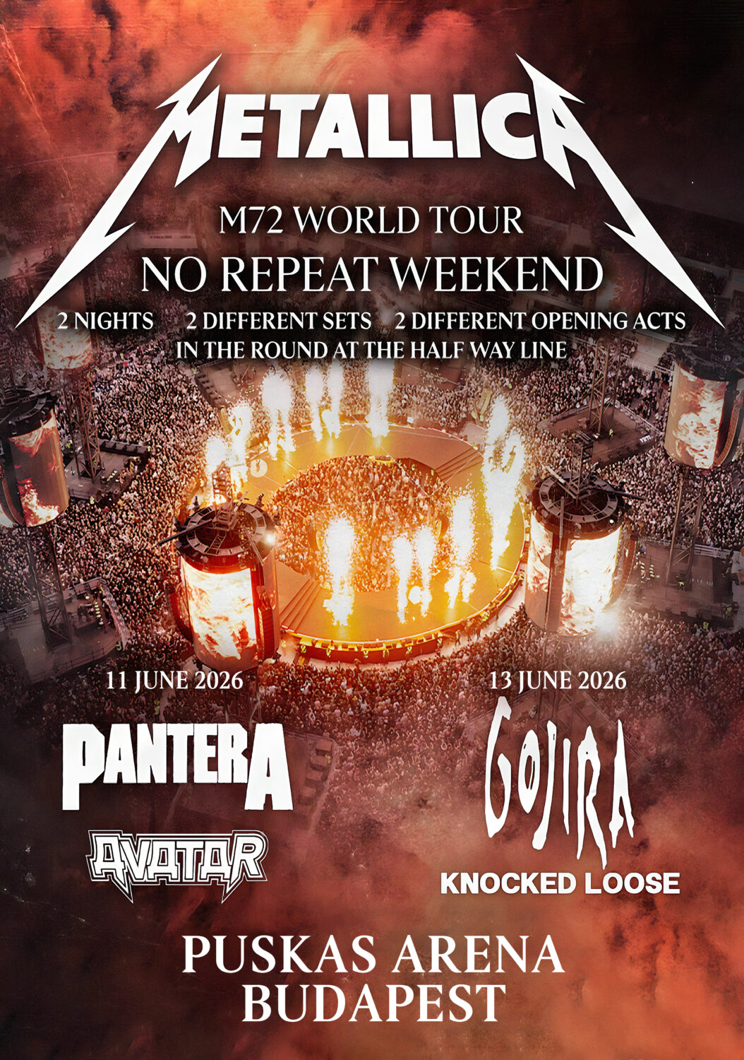  METALLICA M72 2026 Tour: BUDAPEST Puskas Arena Poster Bildidee 