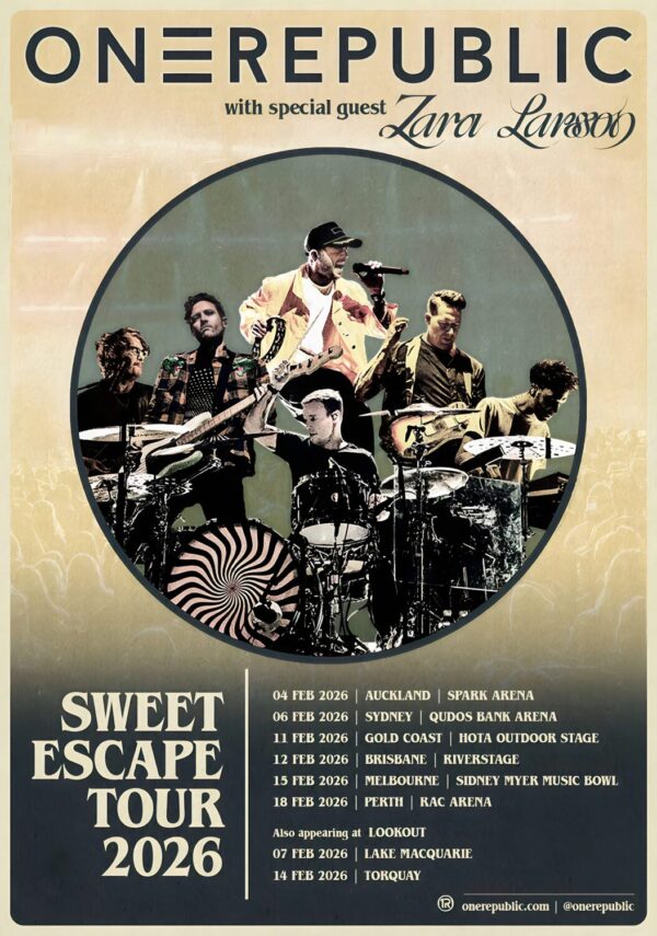 ONE REPUBLIC Sweet Escape 2025 Australia Tour Poster