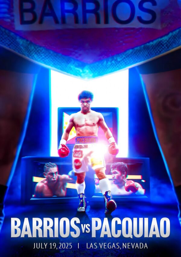 MANNY PACQUIAO vs. MARIO BARRIOS Las Vegas 2025 Boxing Fight Poster Print