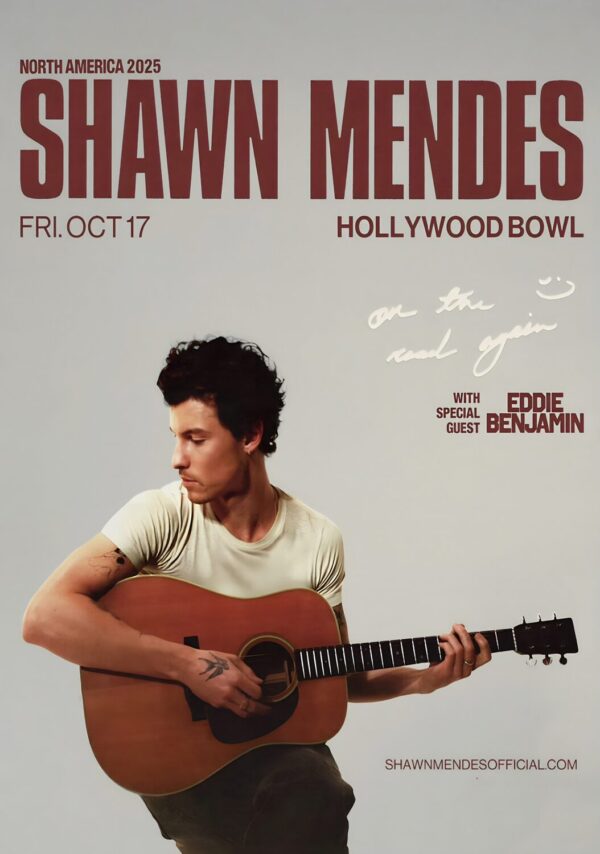SHAWN MENDES On The Road Again 2025 Tour: LOS ANGELES Hollywood Bowl Poster