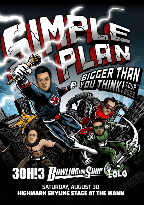 SIMPLE PLAN Bigger Than You Think 2025 Tour Poster