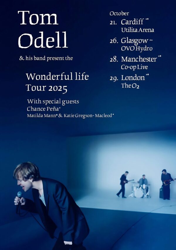 TOM ODELL Wonderfull Life 2025 UK Arena Tour Poster