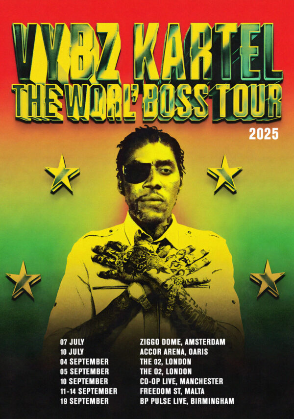 VYBZ KARTEL The Worl' Boss 2025 UK & Europe Tour Poster