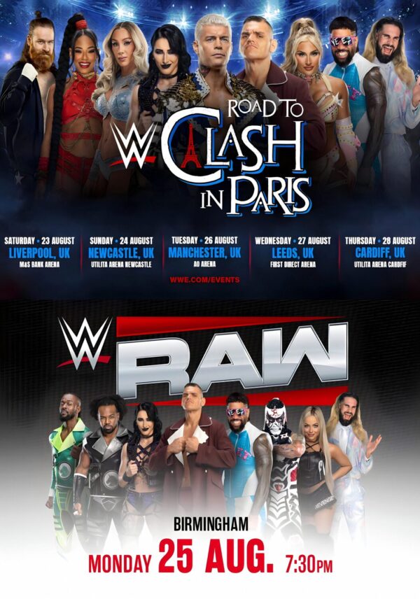 WWE Clash In Paris - WWE Raw 2025 UK Tour Wrestling Poster