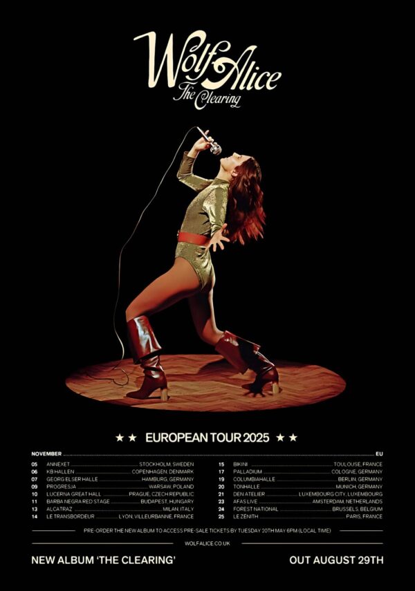 WOLF ALICE The Clearing 2025 European Tour Poster