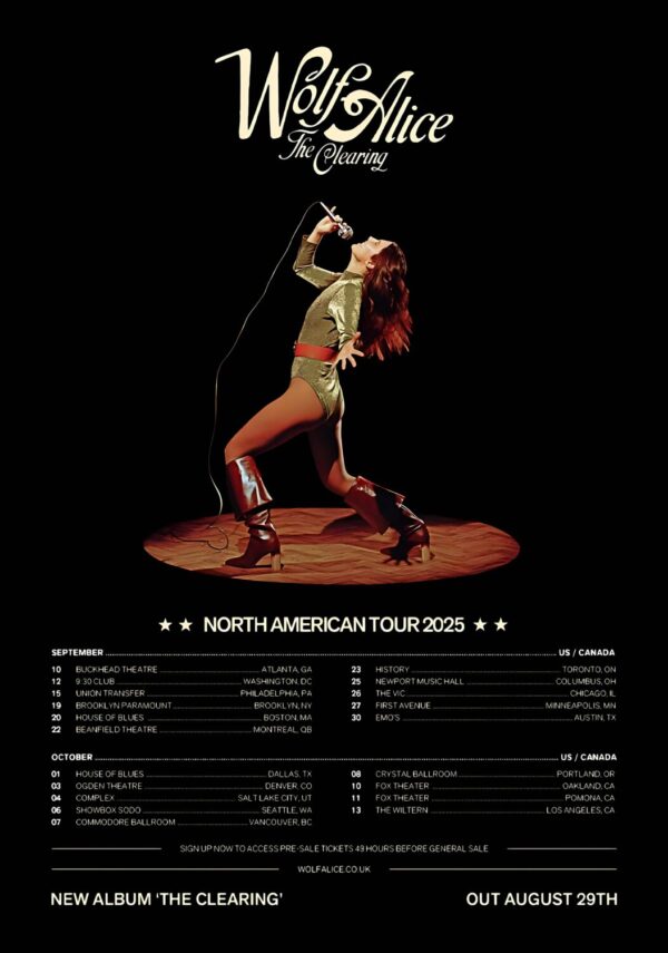 WOLF ALICE The Clearing 2025 North America Tour Poster