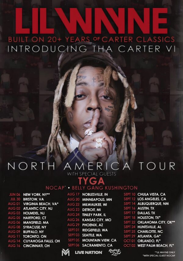 LIL WAYNE Introducing Tha Carter VI 2025 North America Tour Poster