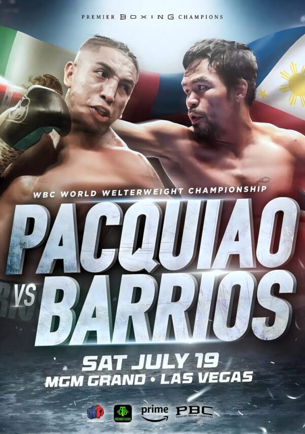 MANNY PACQUIAO vs. MARIO BARRIOS Las Vegas 2025 Boxing Fight Poster Print