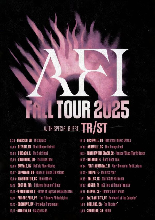 AFI (band) Live Fall 2025 North America Tour Poster