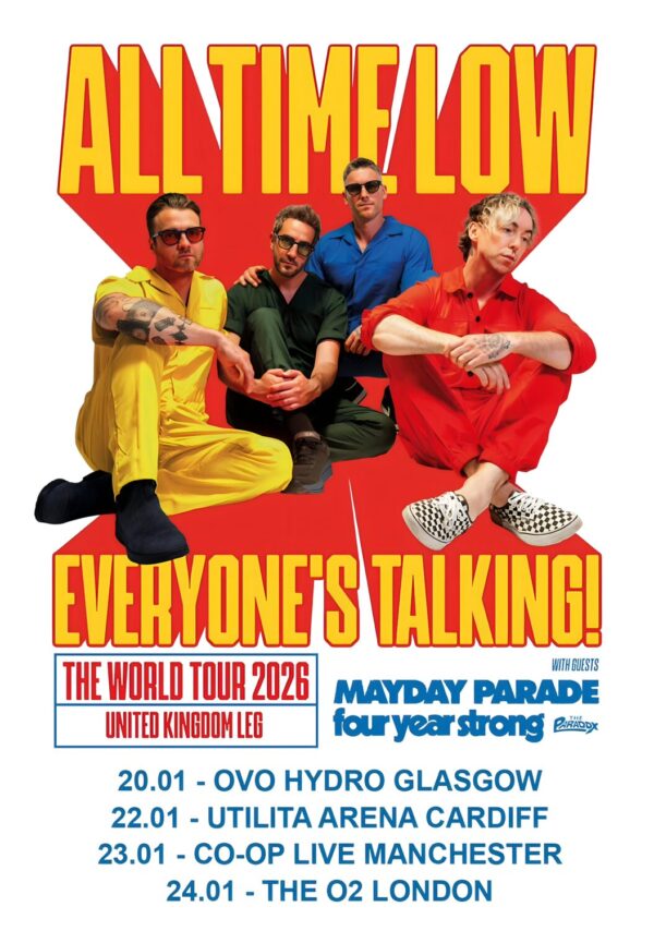 ALL TIME LOW Everyone's Talking 2026 UK Arena Tour Poster