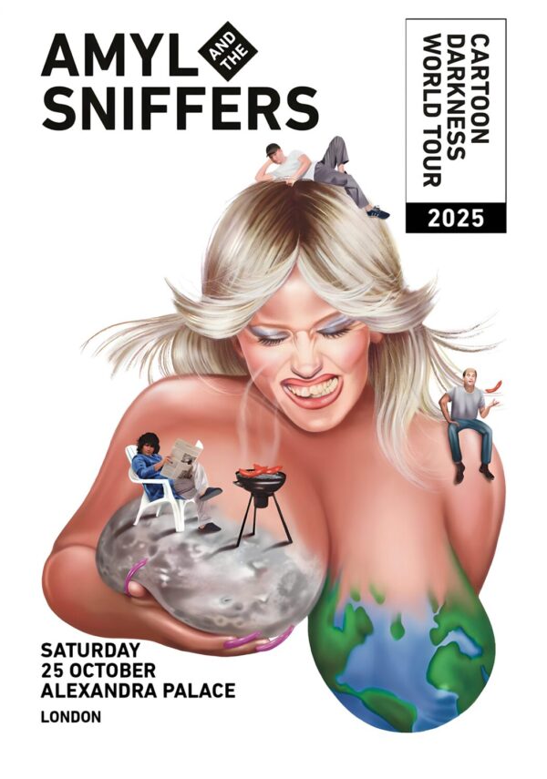 AMYL & THE SNIFFERS Cartoon Darkness 2025 UK Tour: LONDON Alexandra Palace Poster