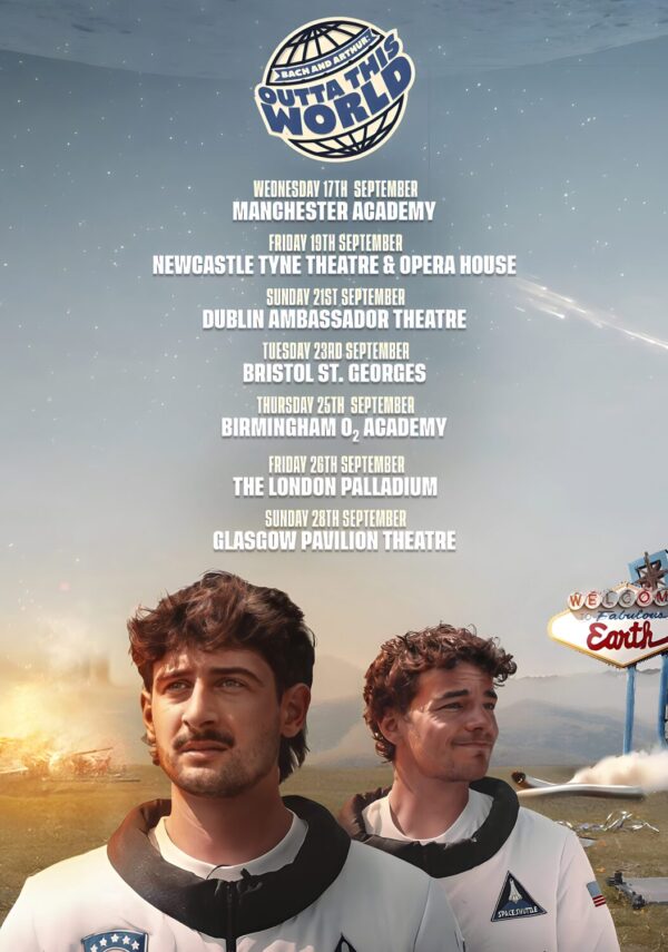 BACH & ARTHUR Outta This World 2025 UK Tour Poster