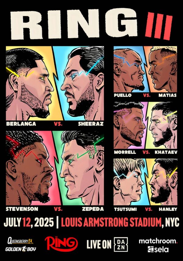 EDGAR BERLANGER vs. HAMAS SHEERAZ Ring III 2025 | NEW YORK Louis Armstrong Stadium Boxing Fight Poster