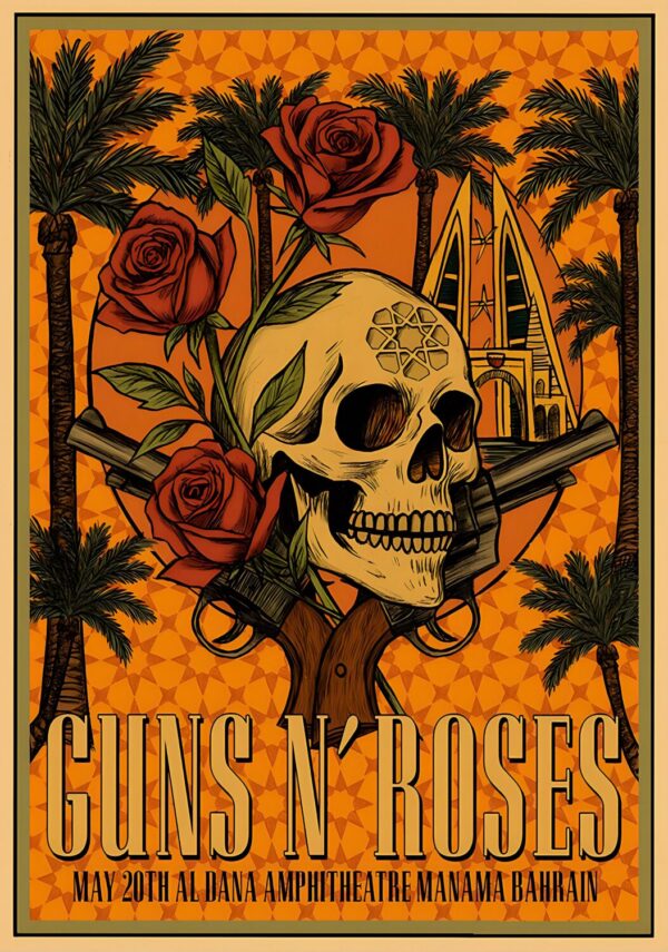 GUNS N ROSES Because What You Want 2025 Tour BAHRAIN Al-Dana Amphitheatre Poster Print