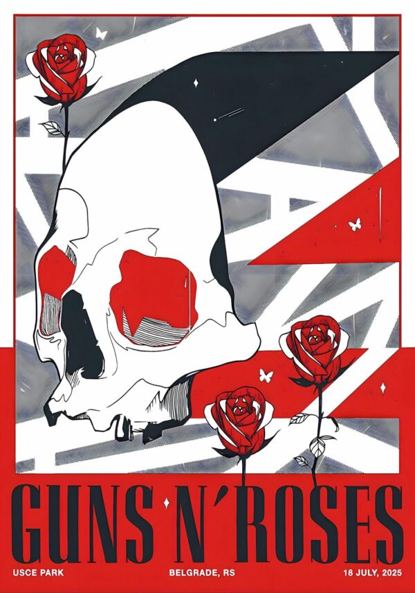 GUNS N ROSES Because What You Want 2025 Tour BELGRADE Ušće Park Poster Print