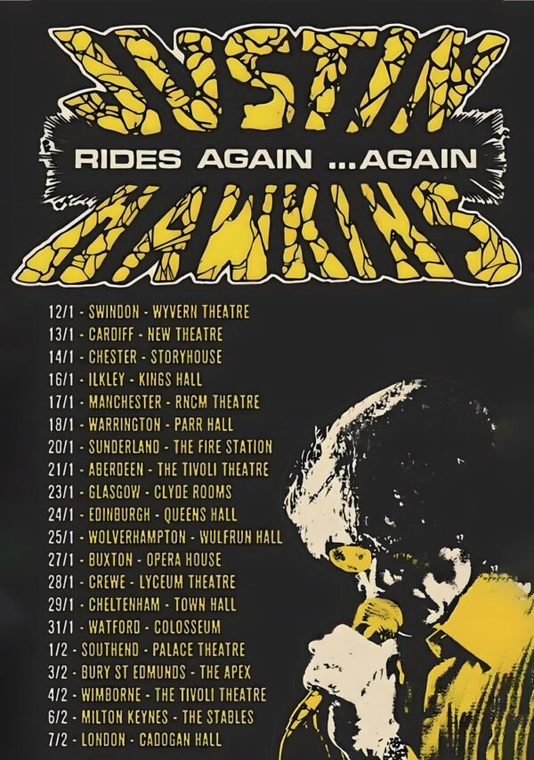 JUSTIN HAWKINS (The Darkness) Rides Again 2026 UK Tour Poster
