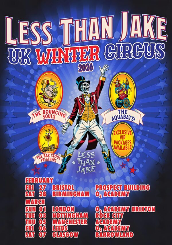 LESS THAN JAKE Winter Circus 2026 UK Tour Poster
