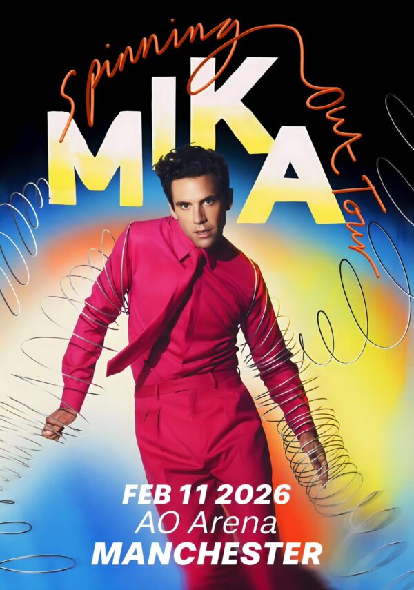 MIKA Spinning Out 2026 UK Tour: MANCHESTER AO Arena Poster