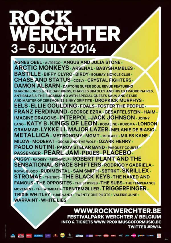 ROCK WERCHTER 2014 Festival Line Up Poster Print