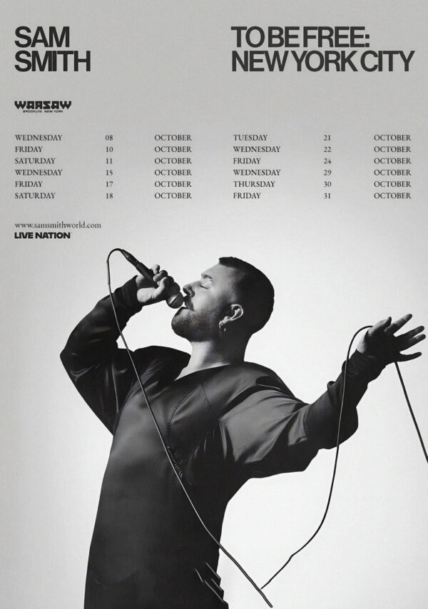 SAM SMITH To Be Free: NEW YORK CITY 2025 Tour Poster