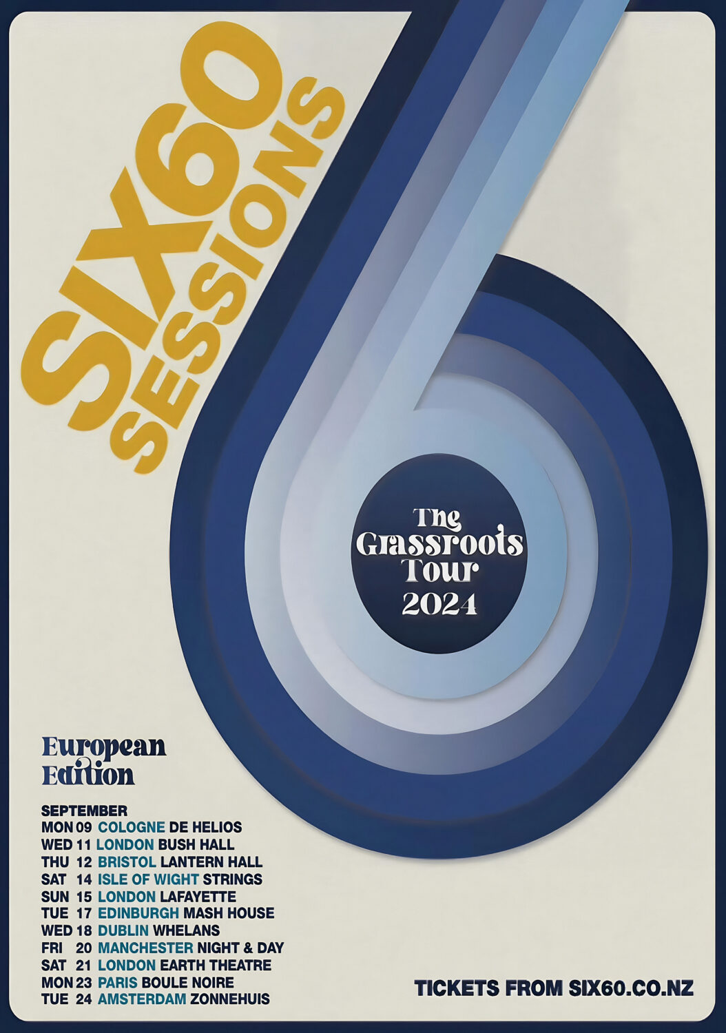 SIX60 The Grassroots 2024 European & UK Tour Poster Print