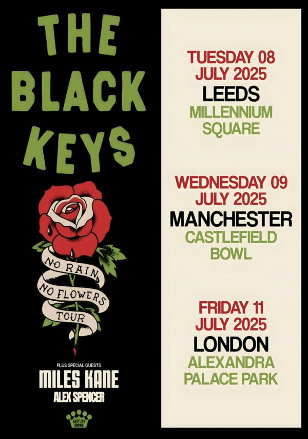 THE BLACK KEYS No Rain, No Flowers 2025 UK Tour Poster