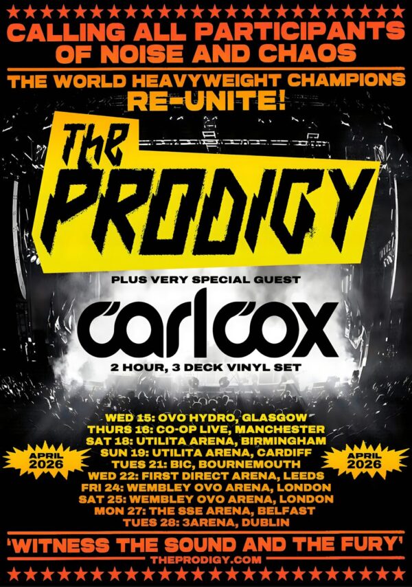 THE PRODIGY Witness The Sound & Fury 2026 UK Arena Tour Poster