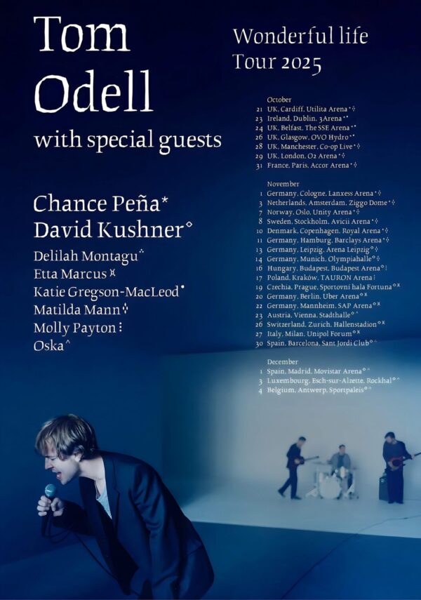 TOM ODELL Wonderful Life 2025 UK & Europe Tour Poster