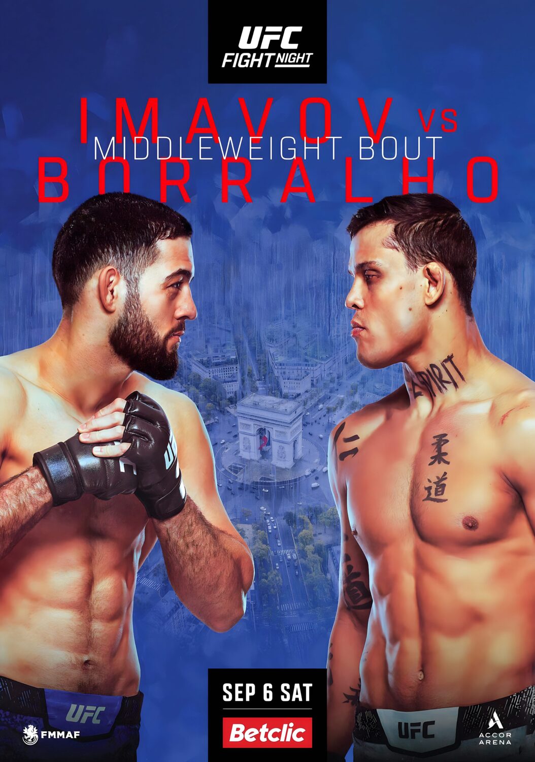 UFC Fight Night: Nassourdine Imavov vs. Caio 2025 Paris Borralho MMA Fight Boxing Poster