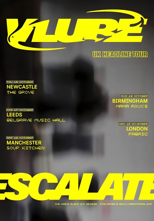 VLURE Escalate 2025 UK Tour Poster