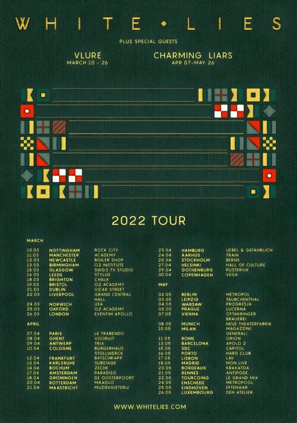 WHITE LIES (band) As I Try Not To Fall Apart 2022 World Tour Poster