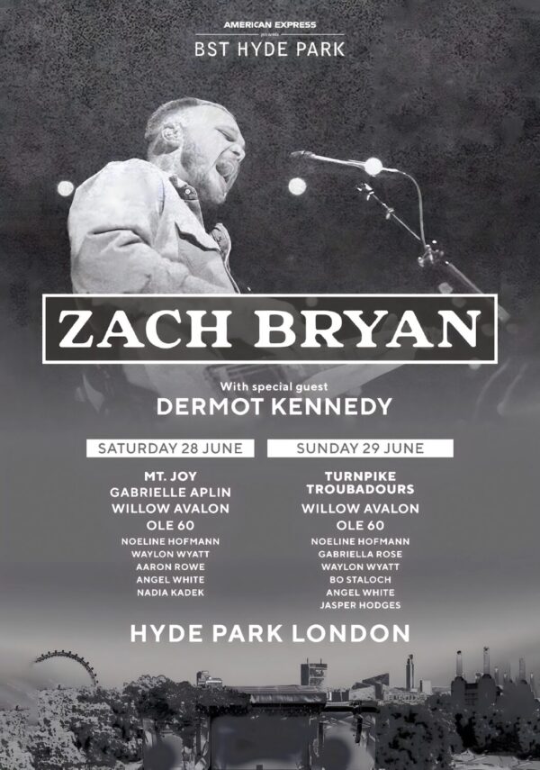ZACH BRYAN The Great American Bar Scene 2025 Tour: LONDON BST (British Summer Time) Hyde Park - June 2025 Poster