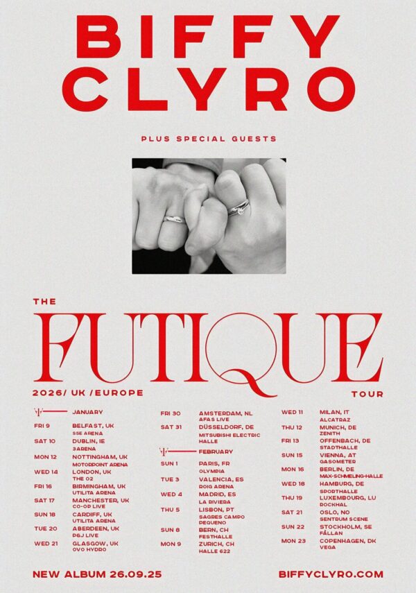 BIFFY CLYRO The Futique 2026 UK & Europe Arena Tour Poster
