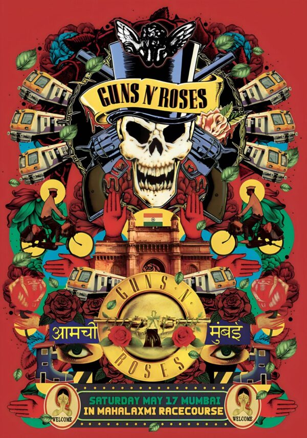 GUNS N ROSES Because What You Want 2025 Tour MUMBAI Mahalaxmi Racecourse Poster Print