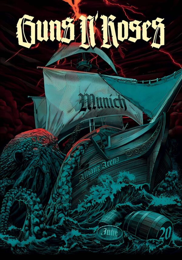 GUNS N ROSES Because What You Want 2025 Tour MUNICH Allianz Arena Poster Print