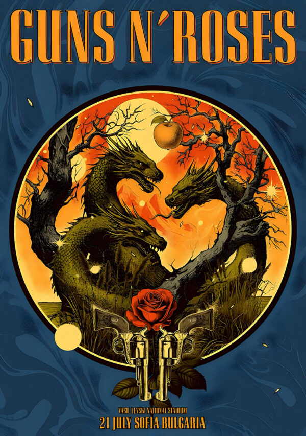 GUNS N ROSES Because What You Want 2025 Tour SOFIA Vasil Levski National Stadium Poster Print